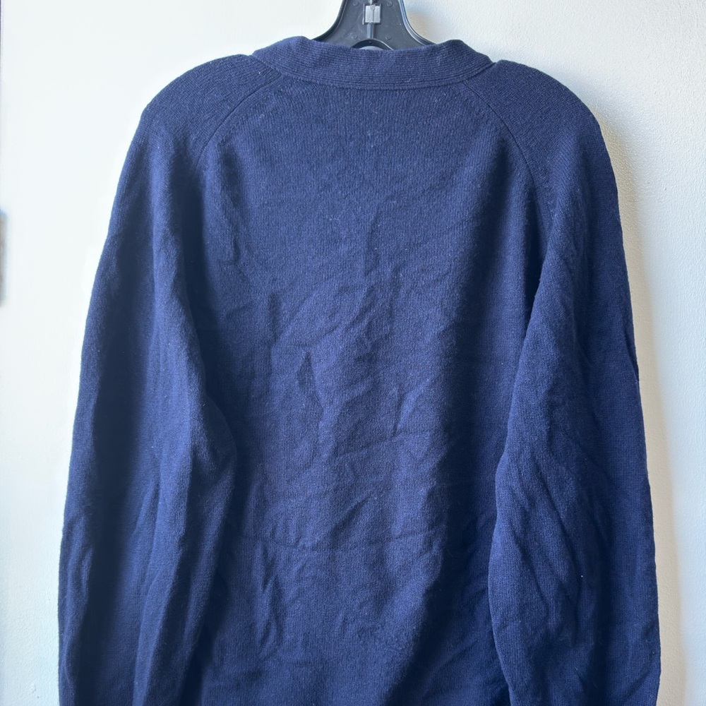 Marks & Spencer Lambswool Wool Dark Blue Men's Cardigan - Picture 5 of 9